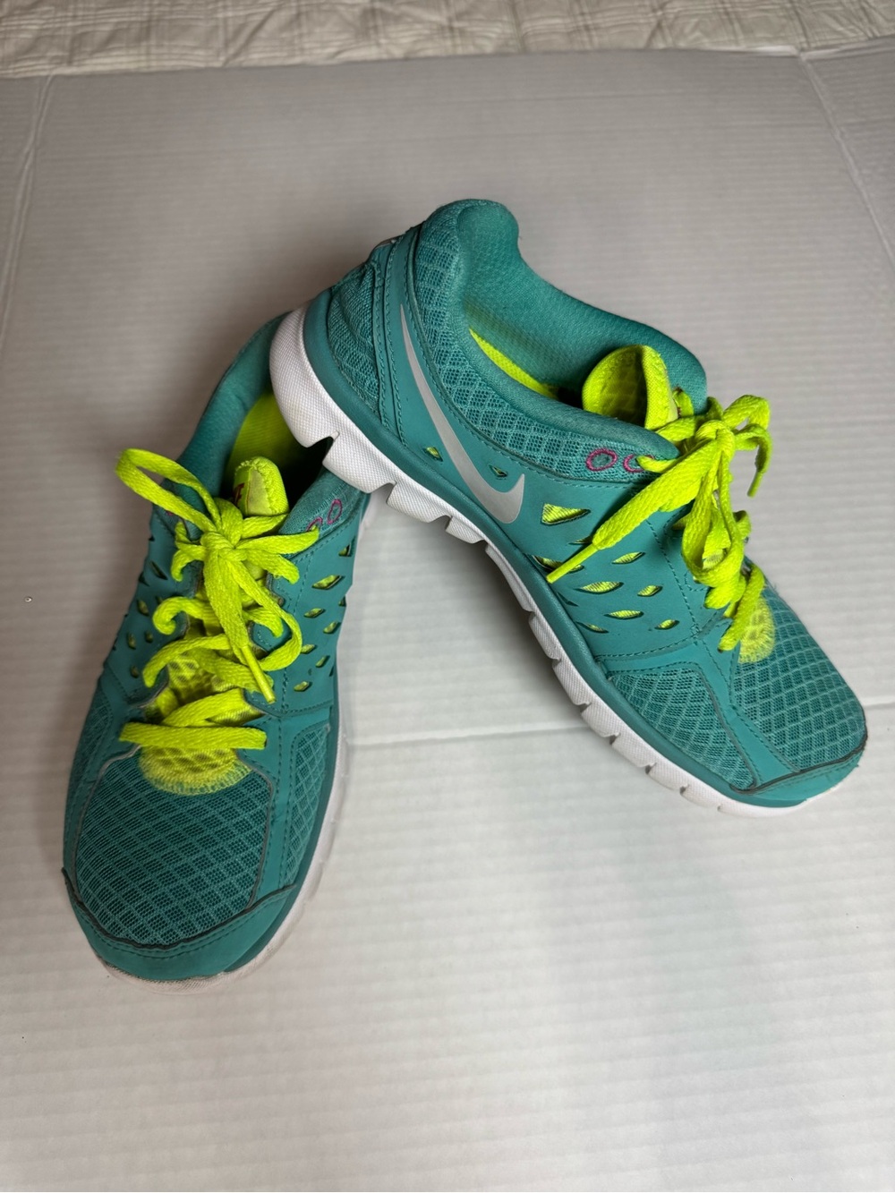 Nike Women's Teal and Neon Lime Training Shoes
